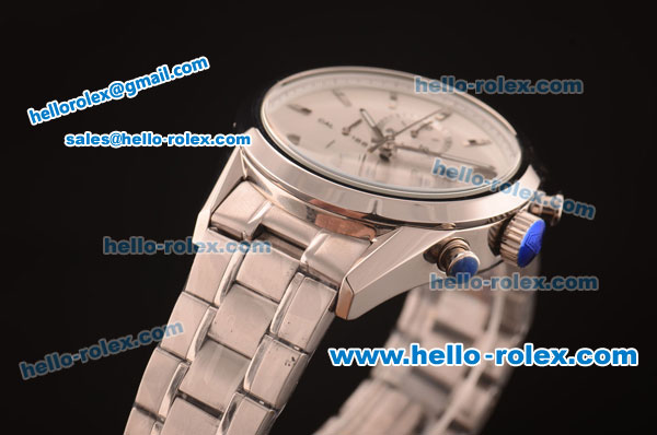 TAG Heuer Carrera Quartz Full Steel with White Dial - 7750 Coating - Click Image to Close
